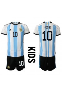 Argentina Lionel Messi #10 Babyklær Hjemme Fotballdrakt til barn VM 2022 Korte ermer (+ Korte bukser)